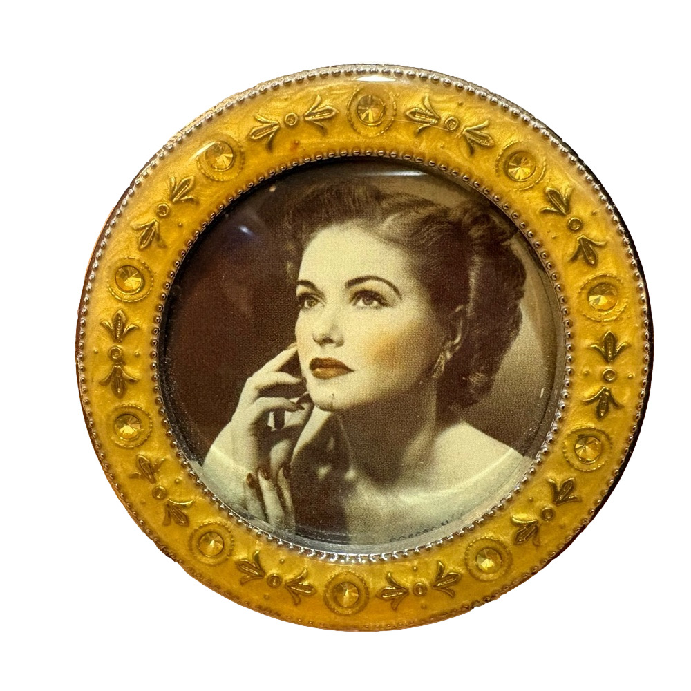 Vintage Style Round Yellow Decorative Photo Frame
